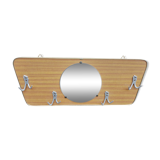 Patère formica marron 60' 4 doubles crochets + miroir vintage