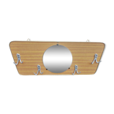 Brown formica coat rack 60' 4 double hooks + vintage mirror