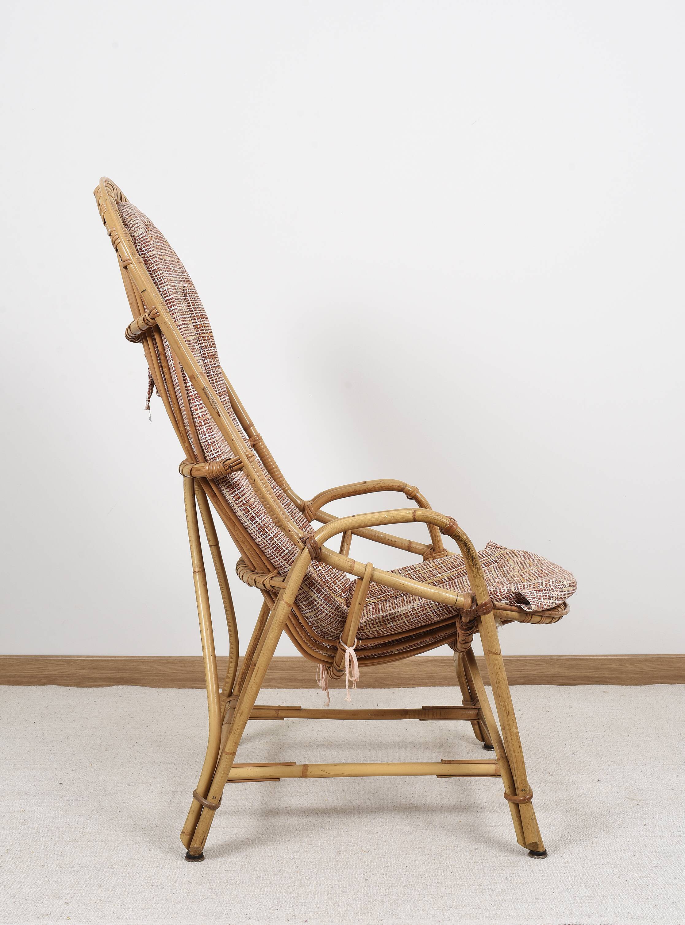 Antique, vintage rattan armchair