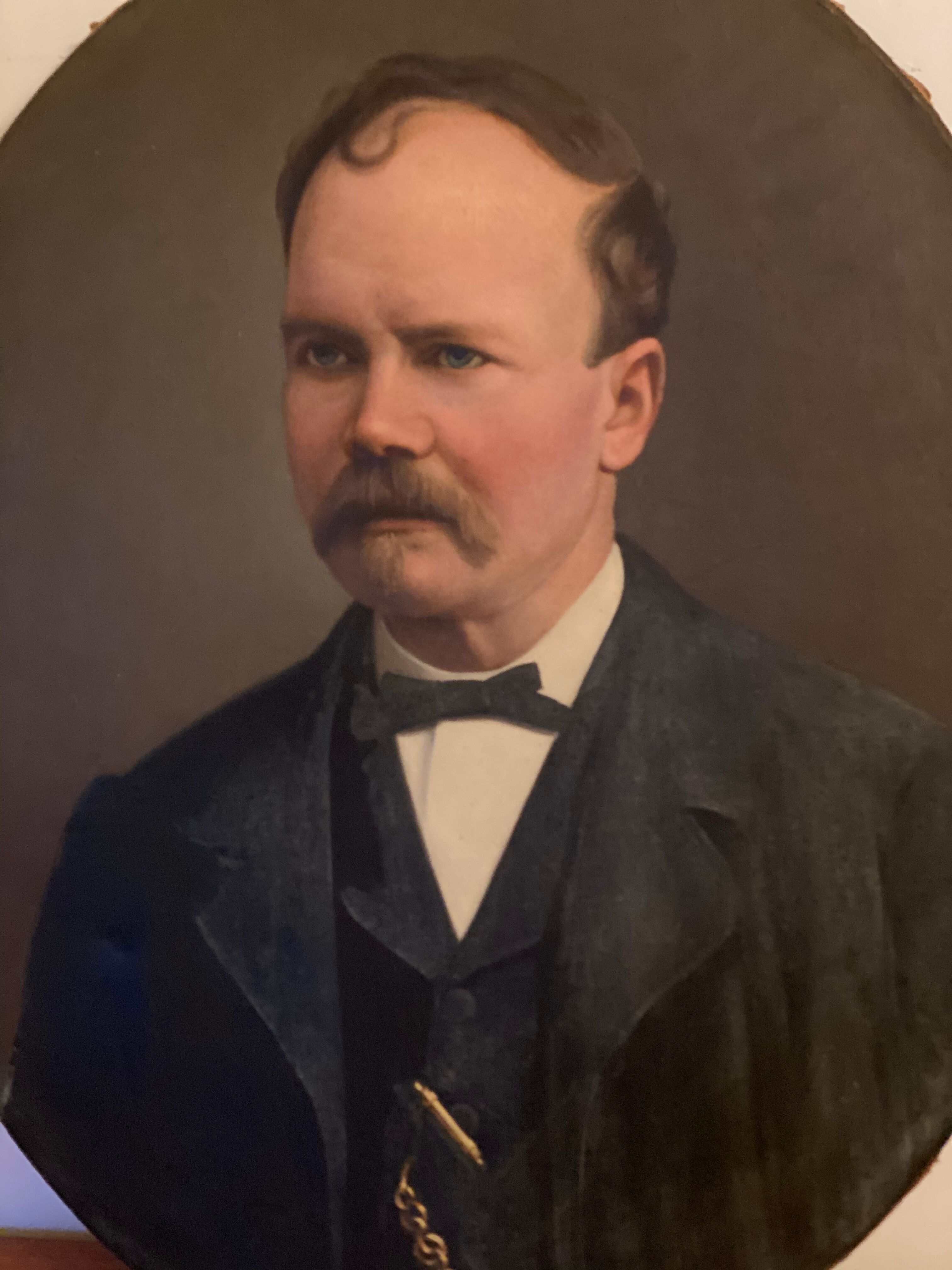 Portrait in old oil on wooden frames