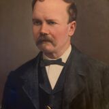Portrait in old oil on wooden frames