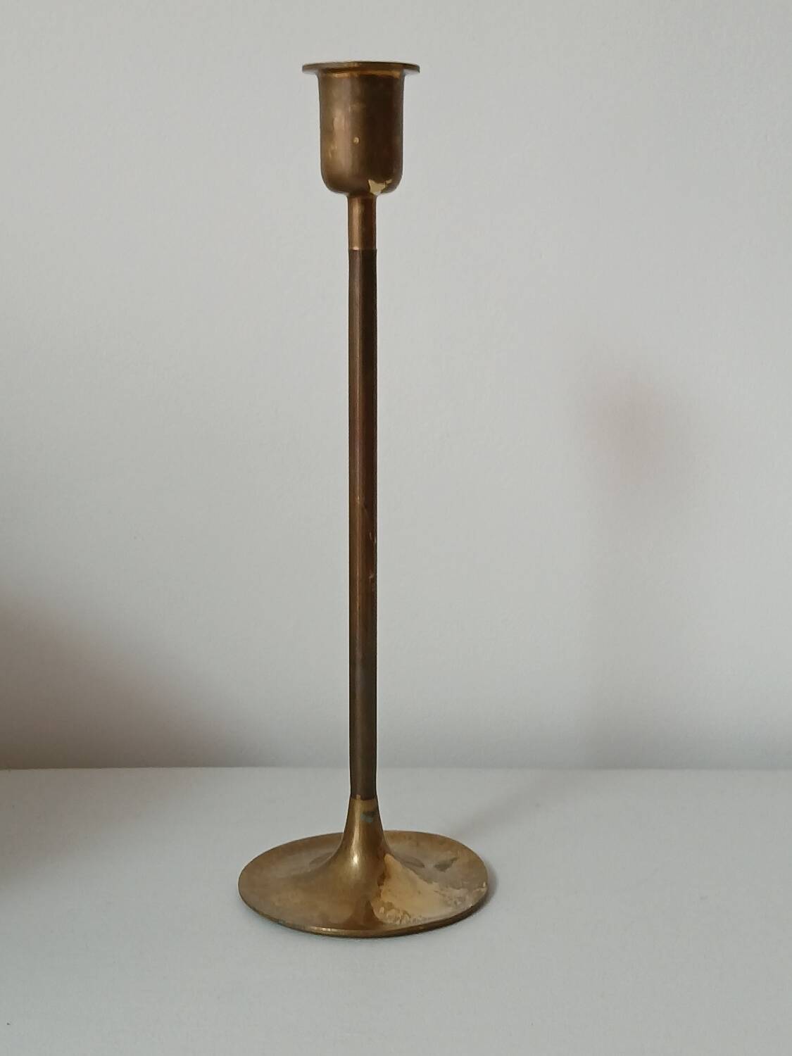 Brass candle holder, straight shape