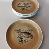 Six assiettes à poisson Sarreguemines "Granville"