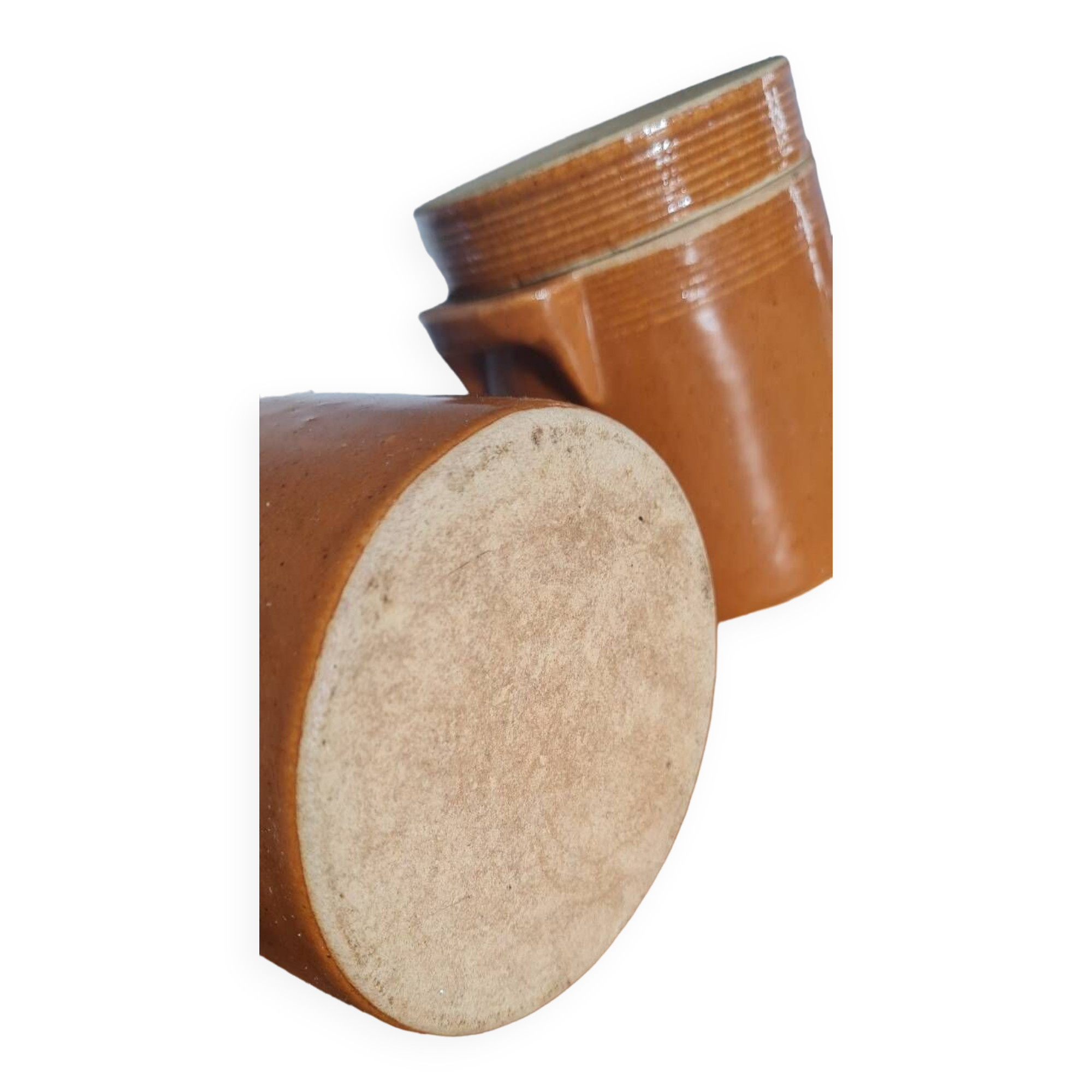 Pair of stoneware grease pots