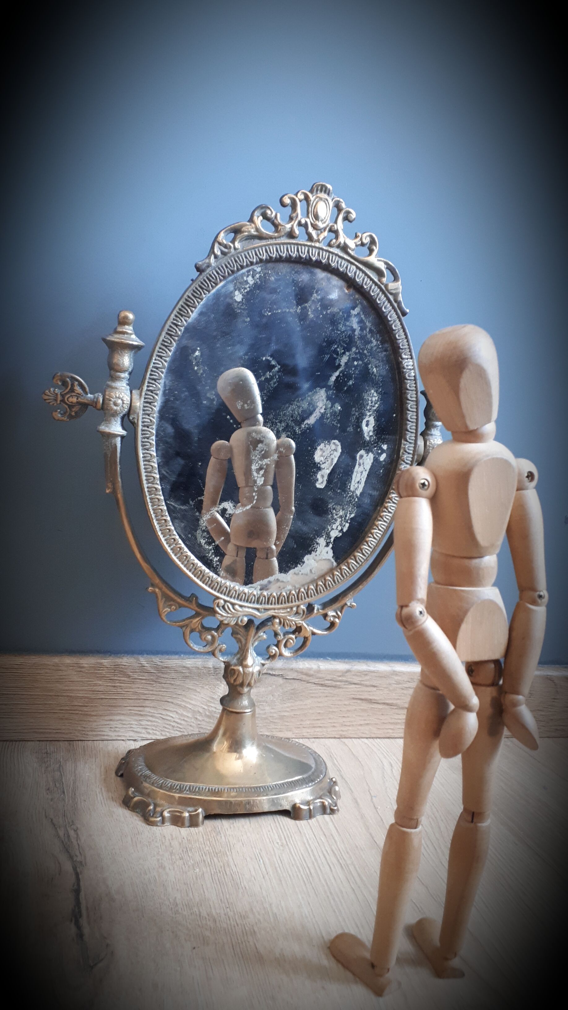 Brass psyche mirror 29x40cm