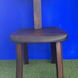 Pair of brutalist T-shaped chairs, solid Aranjou elm, design Olavi Hanninen, 1970