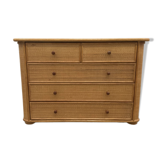 Vintage wicker sideboard, 1970s