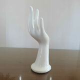 Hand baguier soliflore in white porcelain 70s