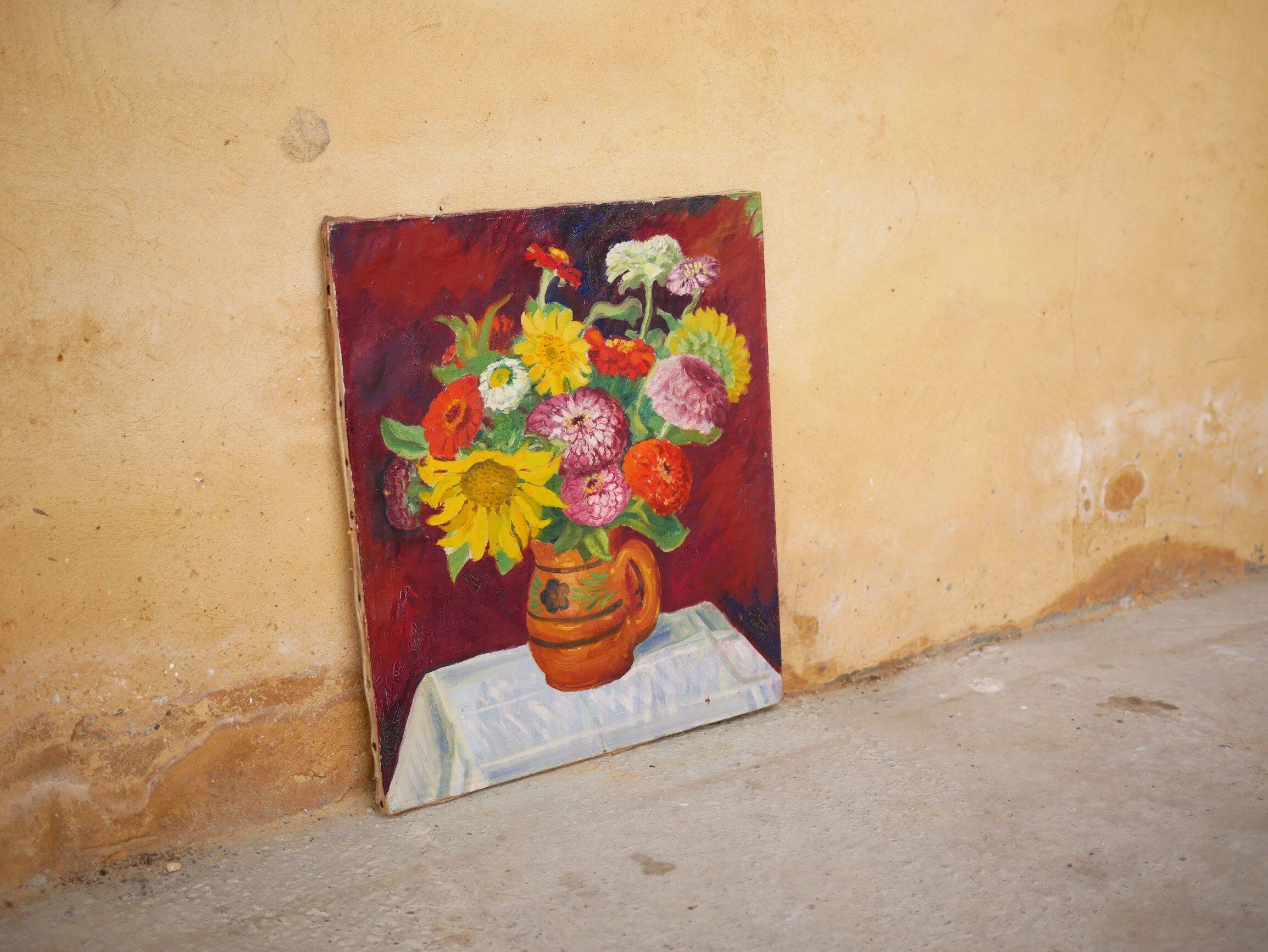 Tableau, peinture sur toile vintage Fleurs