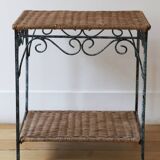 rattan and wrought iron side table