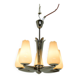 Rare Nickel-Plated Chandelier by Drukov, 1940s