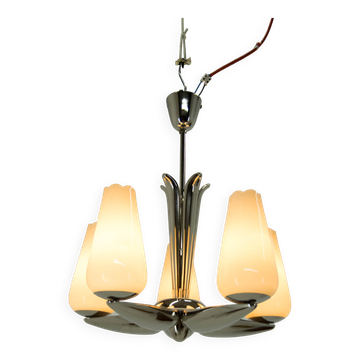 Lustre rare en nickel par Drukov, années 1940