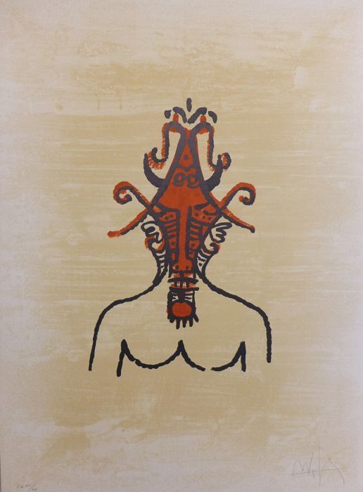 Wifredo LAM, El ultimo viaje del buque fantasma - 8, 1976. Original lithograph signed