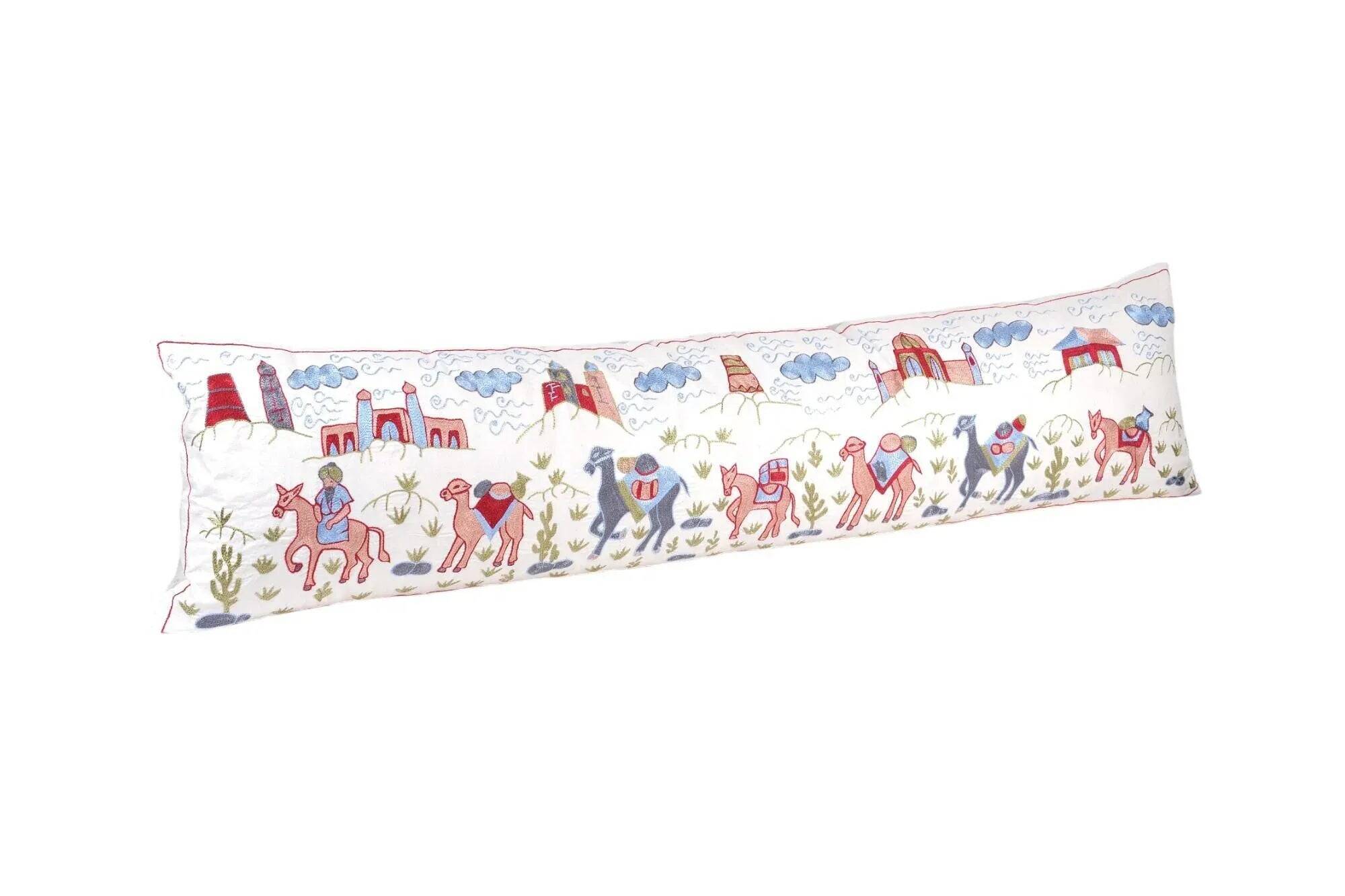Vintage embroidered cushion cover 46x178 cm