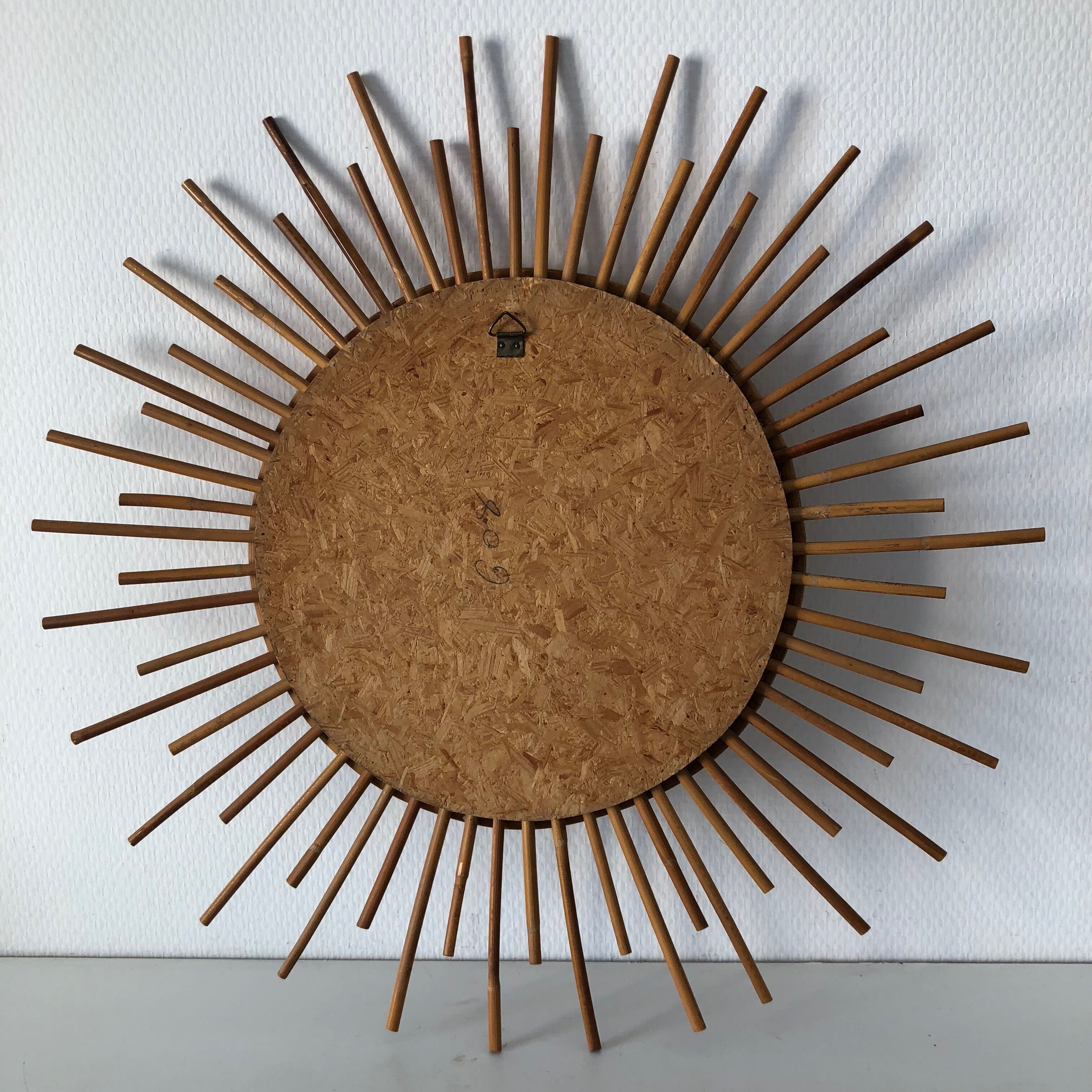 Sun 52cm circa 1960 vintage rattan mirror
