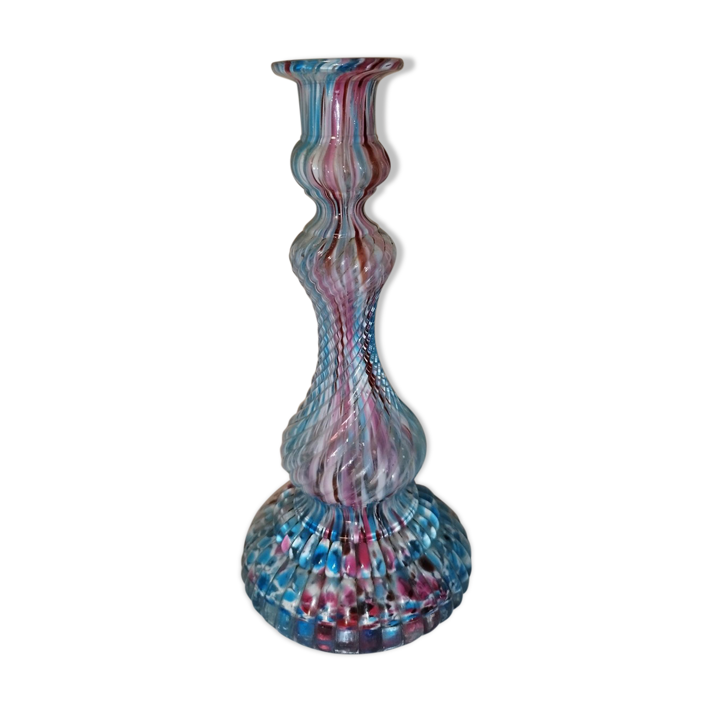 Clichy candle holder marbled blue rose white