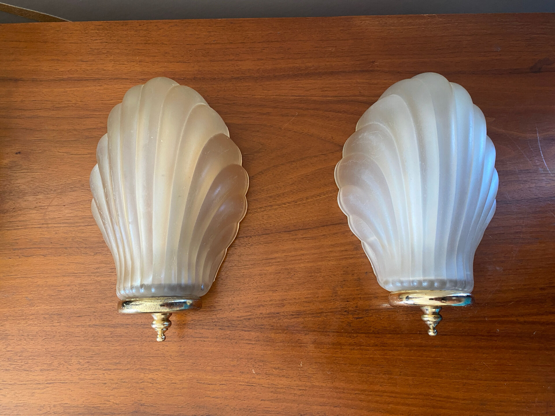 Pair of Art Deco shell wall lights
