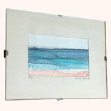 Tableau Andrée Pfaadt – peinture sur soie – rivage - contemporain