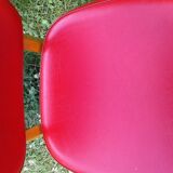 Set of 6 chairs in wood covered with red skai
