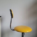 Vintage skaï yellow industrial stool