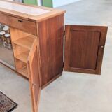 Double-sided counter in wood and pink marble (233 cm)