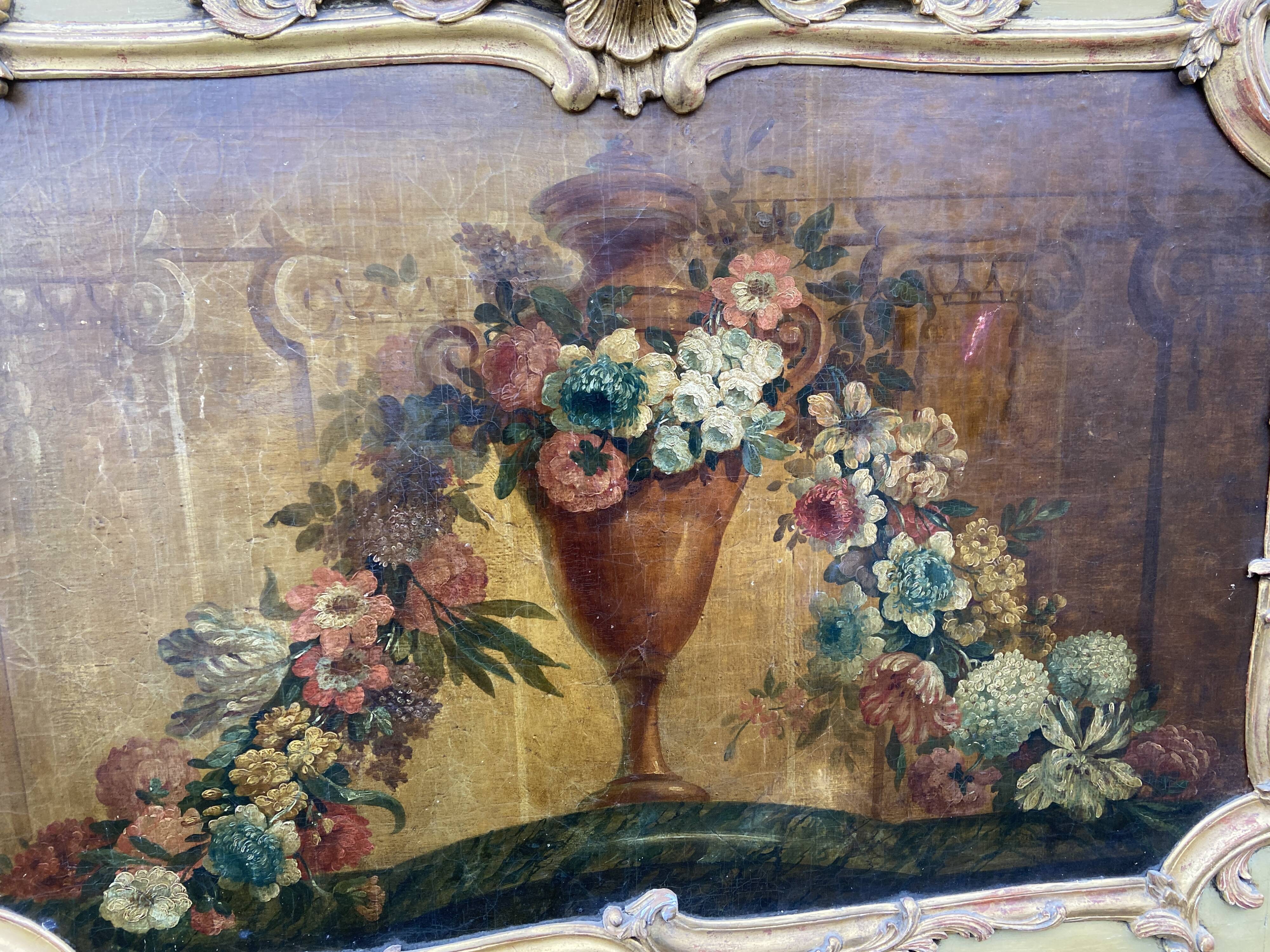Trumeau & early 19th century painting in gilded wood.