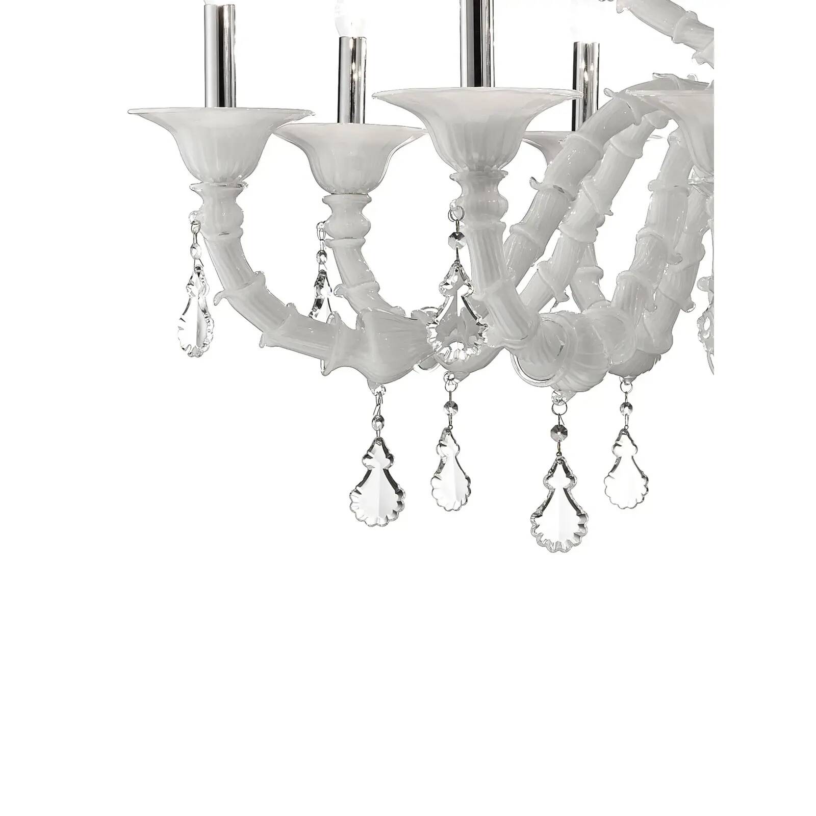 Handcrafted Modern White Ca’ Rezzonico Chandelier With Curled Murano Glass