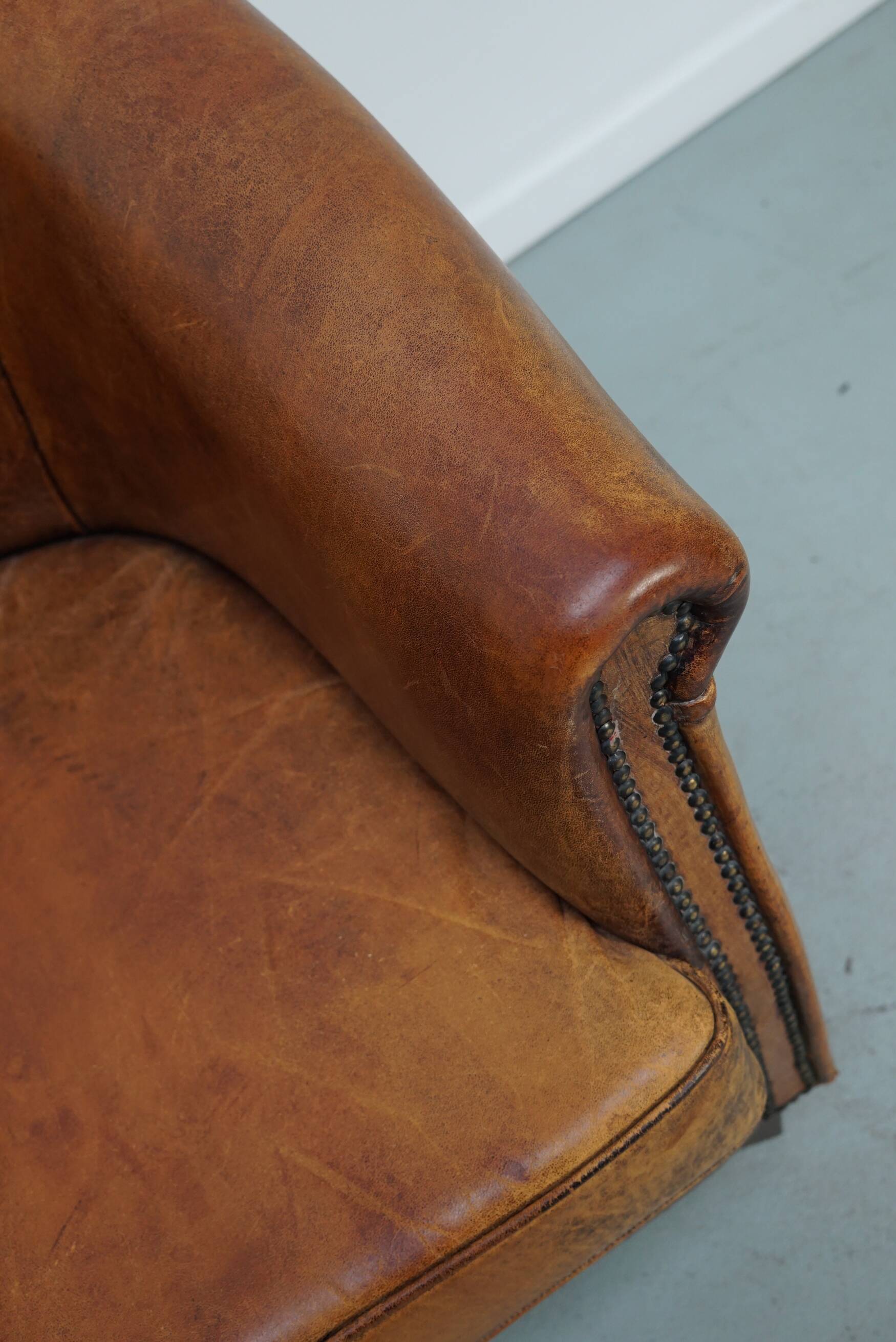 Vintage Dutch Club Chair in Cognac Leather