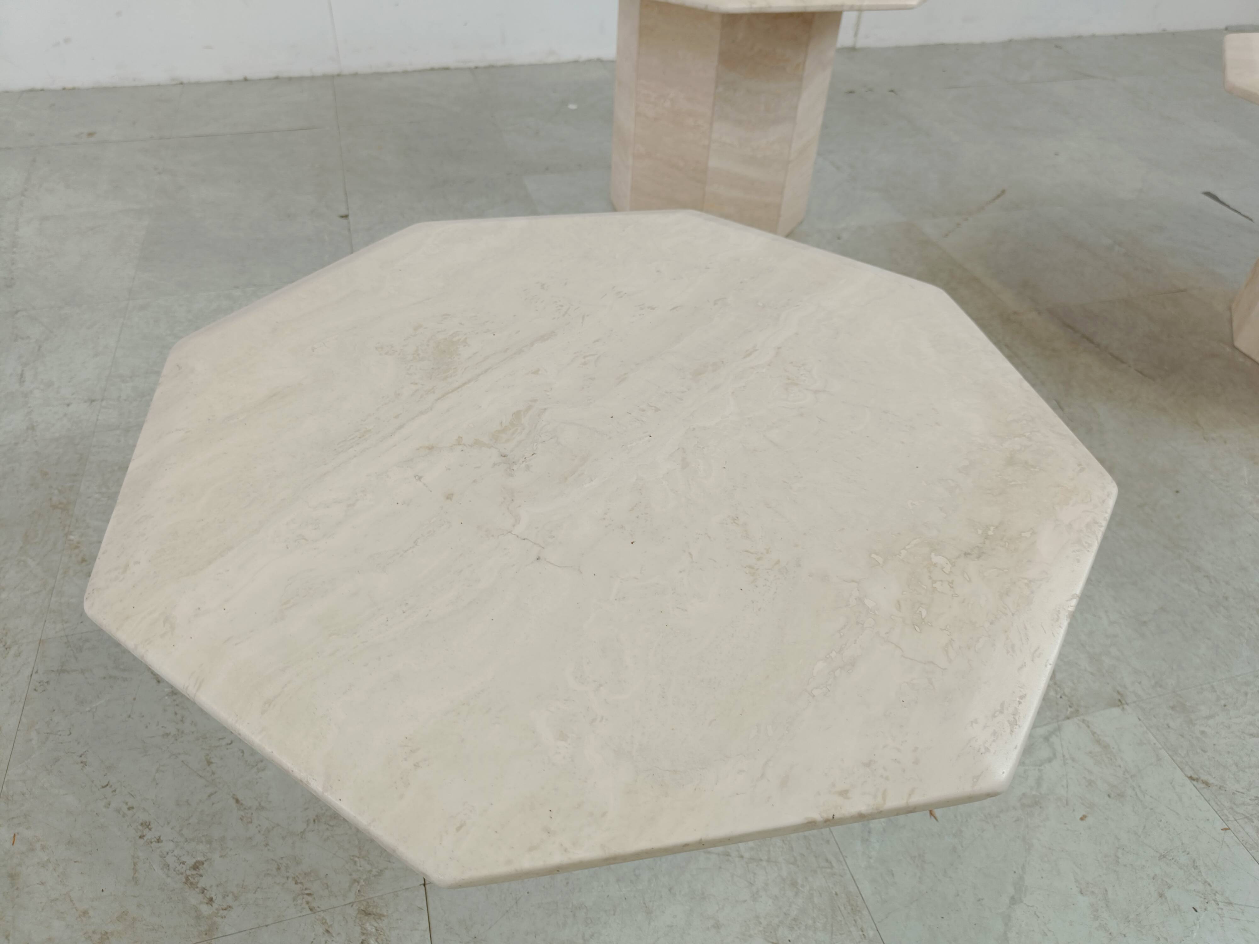 Vintage travertine nesting or side tables, 1970s