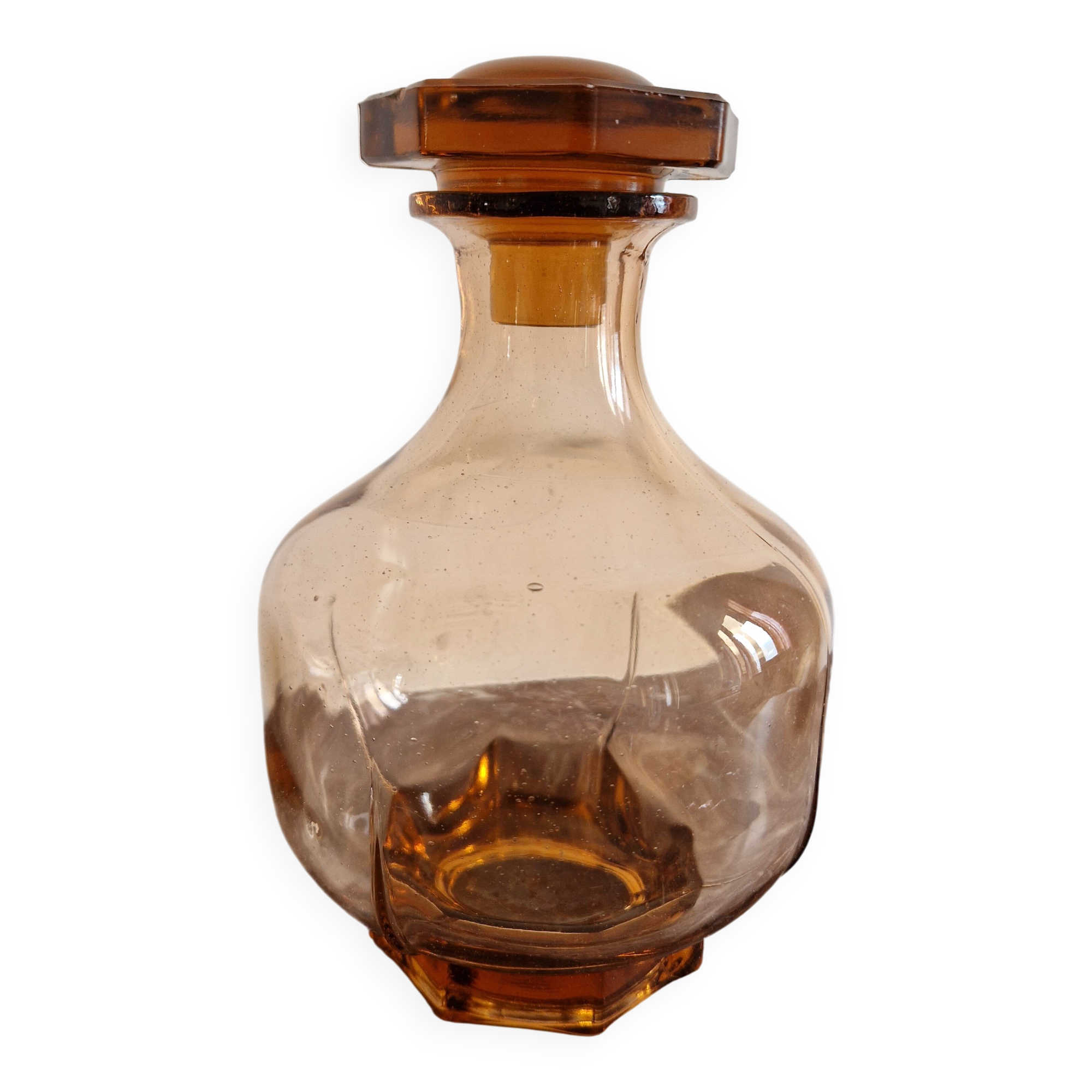 Carafe en verre topaze ambré Art Déco