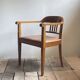 Swiss Art Deco Wood Armchair with Brown Leather Seat, 1930s