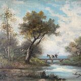 Paintings Pendant HSP "Barbizon Landscapes" signed Marty XIX°