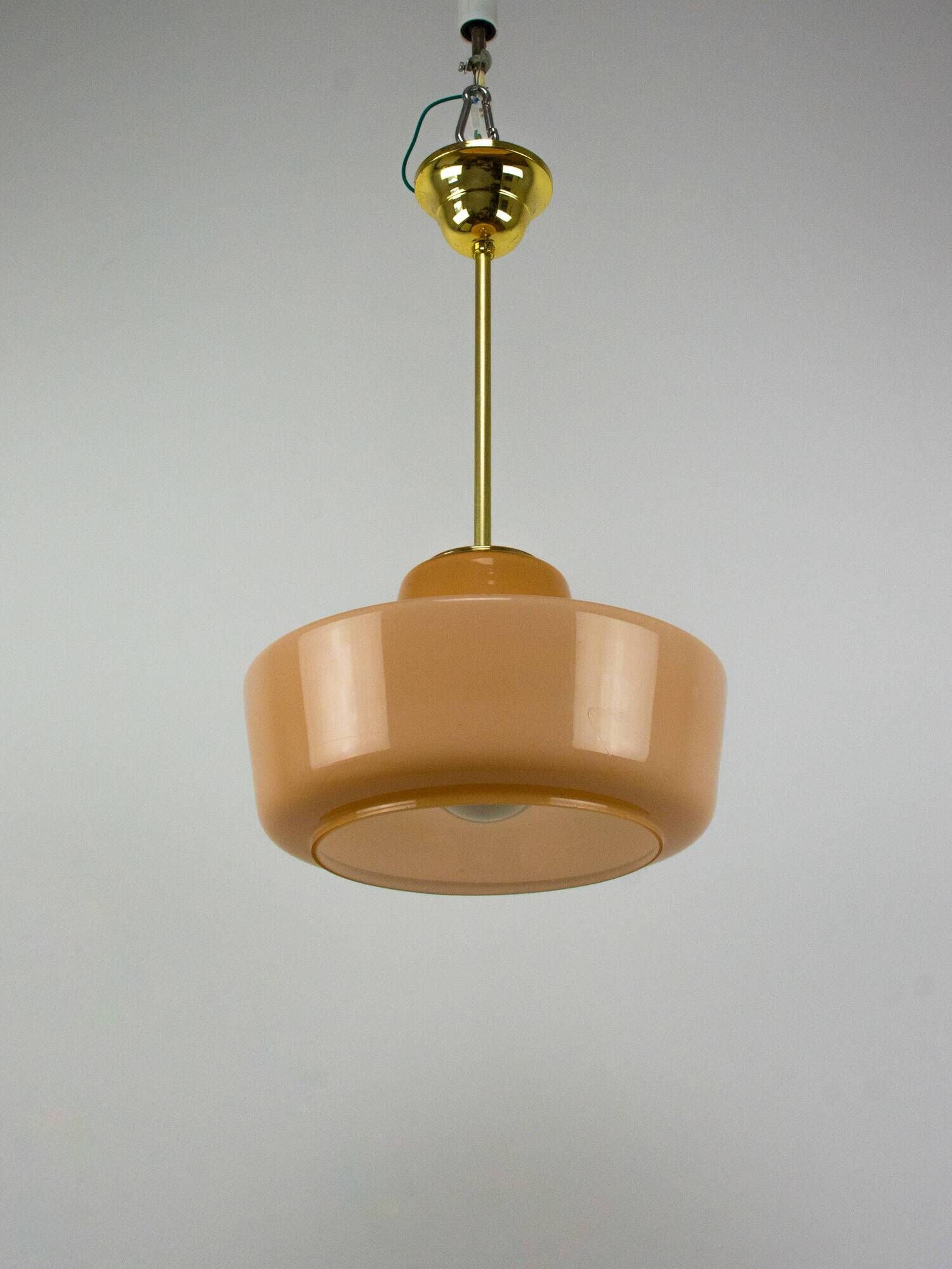 Vintage Mid-Century Modern Rose Glass Pendant Lamp