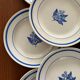 Set of 8 vintage flat plates in earthenware with blue flowers – Tableware