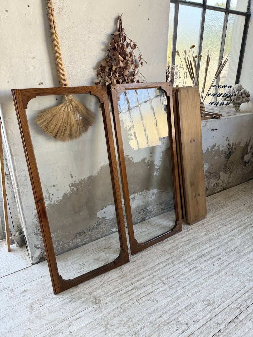 Antique XL Napoleonic oak glass bookcase, 19th century