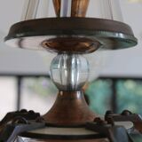 Art Deco lustre, opalescent glass, Ezan & Petitot, signed.