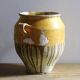 Large Antique French Confit Pot with Yellow Glaze