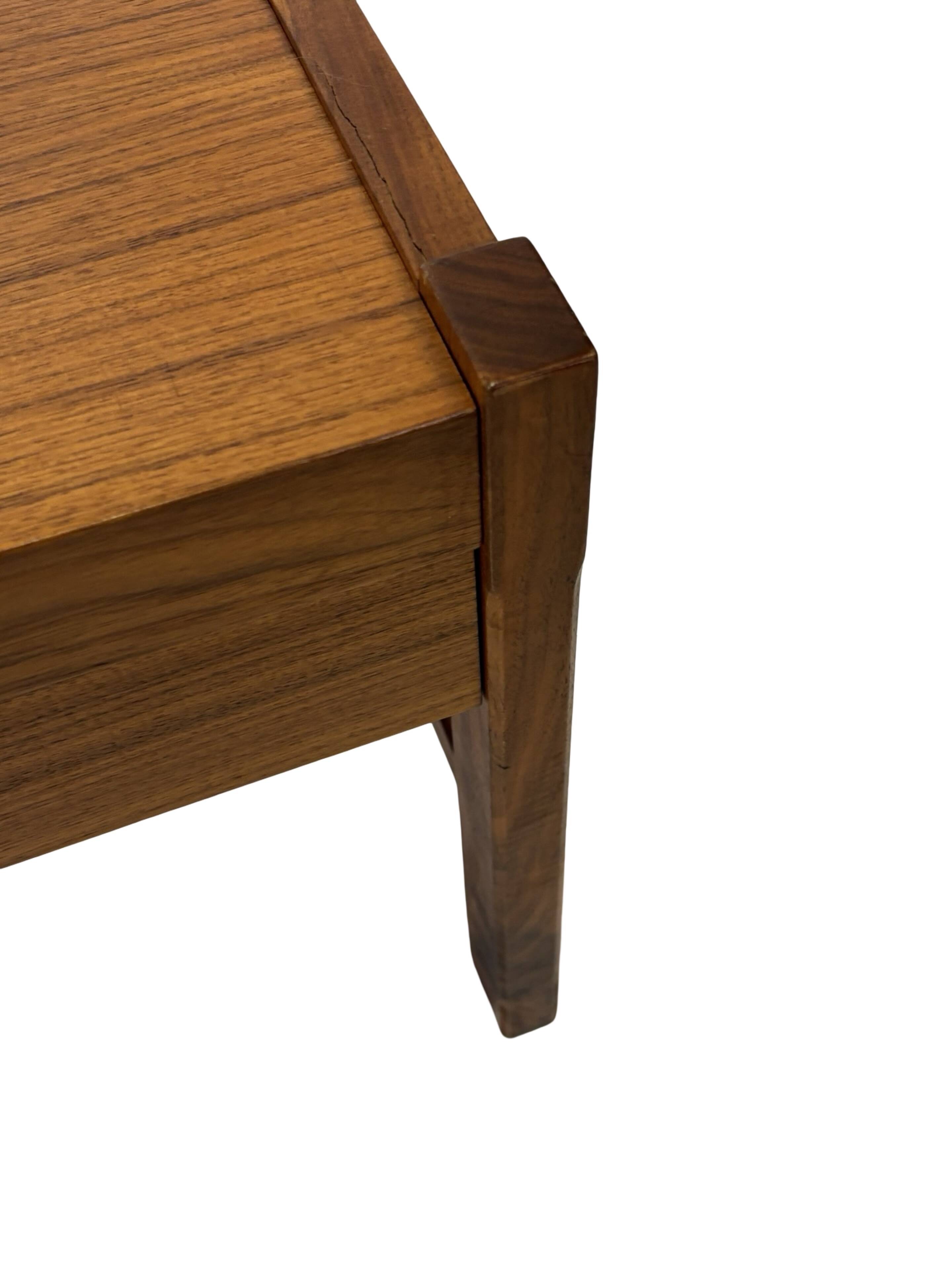 Vintage low sideboard with drawers 70's walnut veneer design