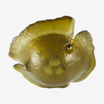 Brass & murano glass flower shaped flush mount/ceiling lamp by peill & putzler, germany, 1970s