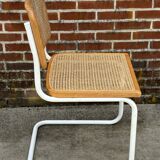 Cesca chair b32 model in white and wood by Marcel Breuer