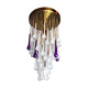Venini waterfall ceiling lamp, murano crystals, two-tone purple and white, Italy, 1960