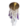 Venini waterfall ceiling lamp, murano crystals, two-tone purple and white, Italy, 1960