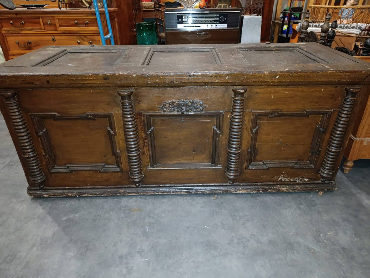 17th-century carved oak antique chest
