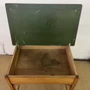 Rare Ancien Pupitre écolier Art avec encrier