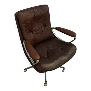 Fauteuil de bureau cuir - tabac