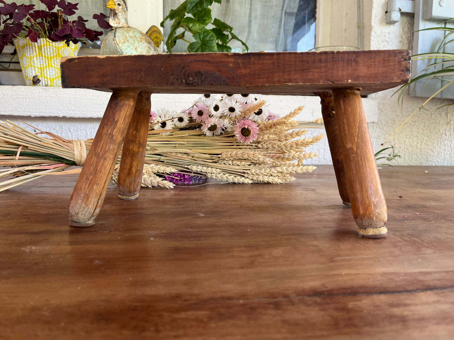 Low wooden stool