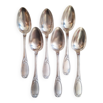 Set of 6 silver plated metal soup spoons