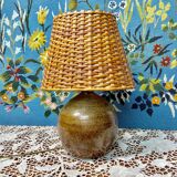 Sandstone and rattan lamp