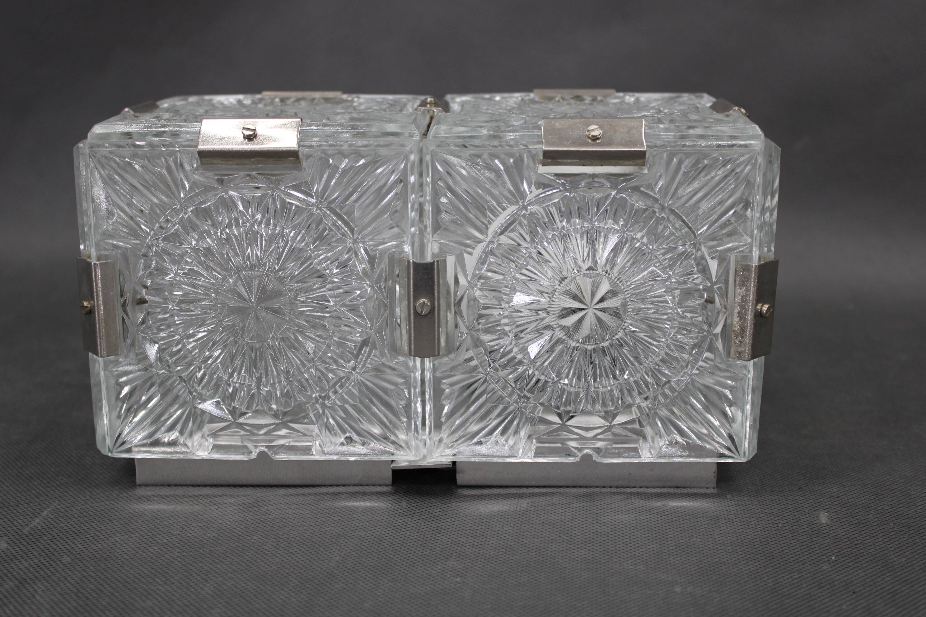 Pair of mid-century Czech glass wall lights by Kamenický Šenov