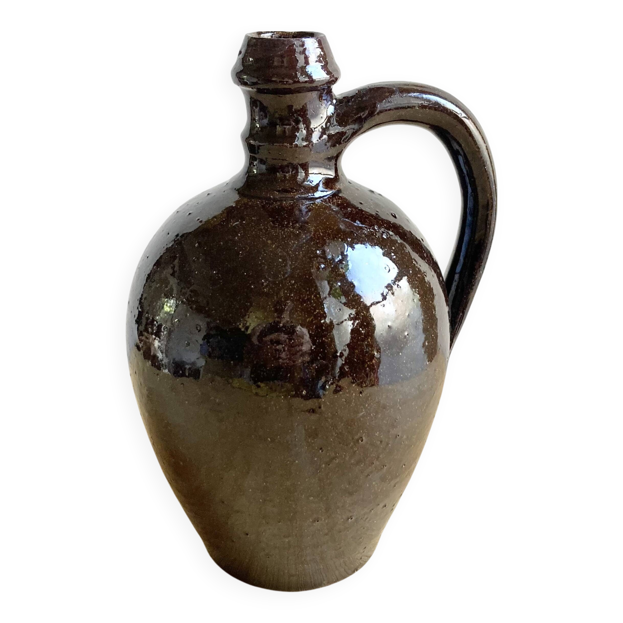 Vintage glazed terracotta pitcher / vase
